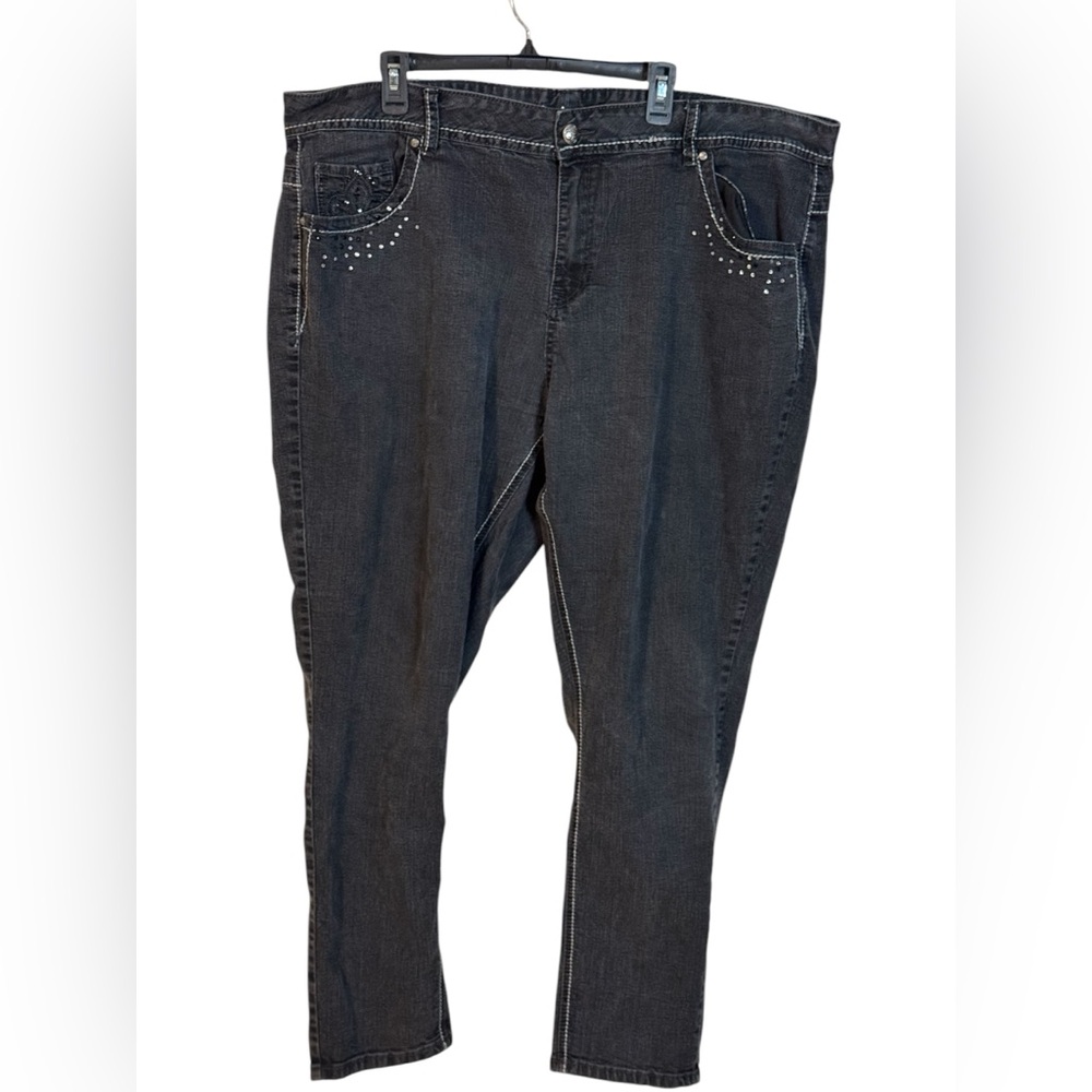 A black pair of Lane Bryant embellished jeans in size 28